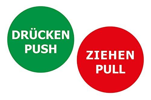 Aufkleber-Set DRÜCKEN/ZIEHEN rund 10 cm, Vinylaufkleber Aufkleber-Set DRÜCKEN/ZIEHEN rund 10 cm, Vinylaufkleber von 4-prints