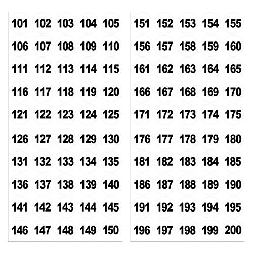 Runde Zahlenaufkleber 101-200, Vinyl - 30mm - schwarz/weiss Runde Zahlenaufkleber 101-200, Vinyl - 30mm - schwarz/weiss von 4-prints