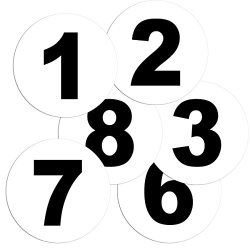 Zahlenaufkleber-Set, Nr. 1-10, Größe 100 mm rund, schwarz/weiß von 4-prints