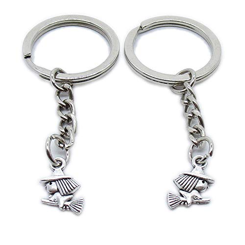 AA4622 Schlüsselanhänger, antikes Silber, Schlüsselanhänger, kleine Hexe, Zauberin, Schlüsselanhänger, Anhänger zur Schmuckherstellung silberfarben antik-optik von 4044 Charms
