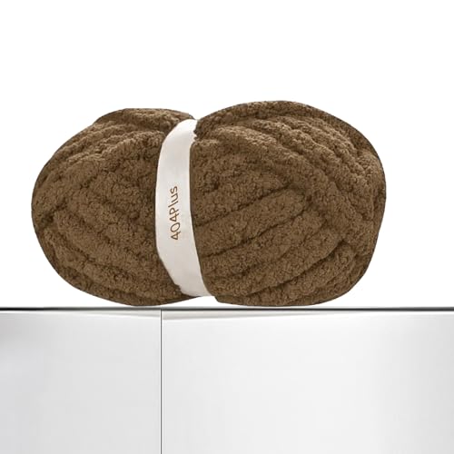 Dickes Chenille-Garn zum Handstricken, sperriges, dickes, flauschiges Plüschgarn, flauschiges Häkelgarn, Jumbo-Häkelgarn, groß, sperrig, superweich, Khaki, 1 kg (250 g pro Knäuel) von 404Plus