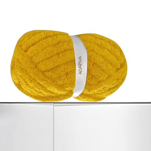 Dickes Chenille-Garn zum Handstricken, sperriges, dickes, flauschiges Plüschgarn, flauschiges Häkelgarn, Jumbo-Häkelgarn, groß, sperrig, superweich, niedliches Gelb, 2 kg (250 g pro Knäuel) von 404Plus