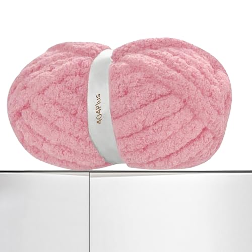 Grobes Chenille-Garn zum Handstricken, sperriges, dickes, flauschiges Plüschgarn, flauschiges Häkelgarn, Jumbo-Häkelgarn, groß, sperrig, superweich, Rosa, 1 kg (250 g pro Knäuel) von 404Plus