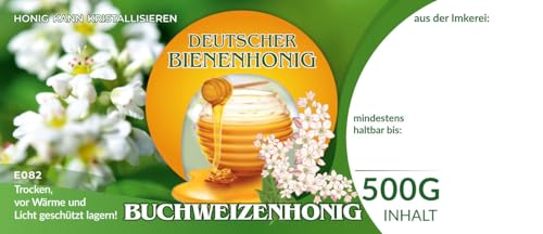 4Bee Etiketten bunt für deutschen Bienenhonig BUCHWEIZENHONIG 100 Stück / 1 Pack - Maß: 116x50mm - Imkerei - Selbstgemachte Honige - Natürliche Lebensmittel - Landwirtschaftliche Produkte 4Bee Etiketten bunt für deutschen Bienenhonig BUCHWEIZENHONIG 100 Stück / 1 Pack - Maß: 116x50mm - Imkerei - Selbstgemachte Honige - Natürliche Lebensmittel - Landwirtschaftliche Produkte von 4Bee