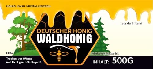 4Bee Etiketten für Waldhonig Einmachglas - Etikett 100 Stück / 1 Pack - Maß: 116x50mm - Imkerei - Selbstgemachte Honige - Natürliche Lebensmittel - Landwirtschaftliche Produkte 4Bee Etiketten für Waldhonig Einmachglas - Etikett 100 Stück / 1 Pack - Maß: 116x50mm - Imkerei - Selbstgemachte Honige - Natürliche Lebensmittel - Landwirtschaftliche Produkte von 4Bee