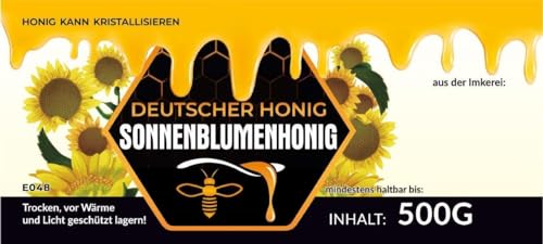 Etiketten für Sonnenblumenhonig 100 Stück / 1 Pack - Maß: 116x50mm - Imkerei - Selbstgemachte Honige - Natürliche Lebensmittel - Landwirtschaftliche Produkte Etiketten für Sonnenblumenhonig 100 Stück / 1 Pack - Maß: 116x50mm - Imkerei - Selbstgemachte Honige - Natürliche Lebensmittel - Landwirtschaftliche Produkte von 4Bee