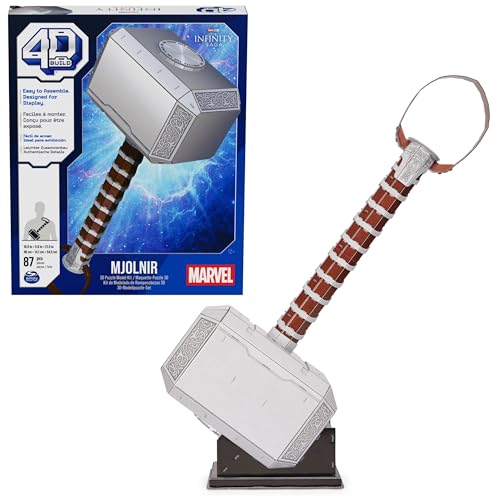 4D Build - Marvel Thor´s Hammer - detailreicher 3D-Modellbausatz aus hochwertigem Karton, 87 Teile, für Fans der Superhelden-Serie ab 12 Jahren von 4D Build