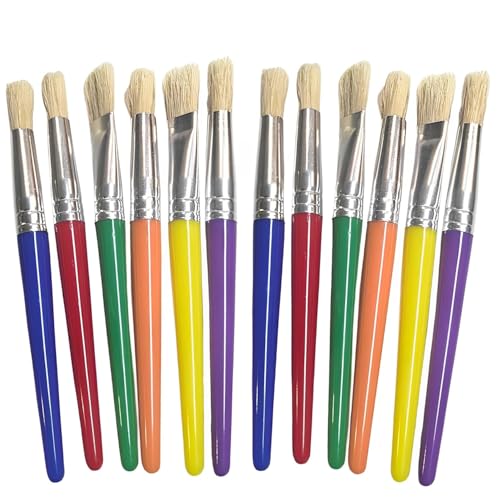 4E's Novelty 12 Stück Kinder-Pinsel, dick, rund und flach, Malwerkzeuge für Kinder für Kunst und Handwerk, kreativer Vorschulpinsel für Acrylfarbe, Kleinkind-Pinsel, drücken Kreativität aus 4E's Novelty 12 Stück Kinder-Pinsel, dick, rund und flach, Malwerkzeuge für Kinder für Kunst und Handwerk, kreativer Vorschulpinsel für Acrylfarbe, Kleinkind-Pinsel, drücken Kreativität aus von 4E's Novelty