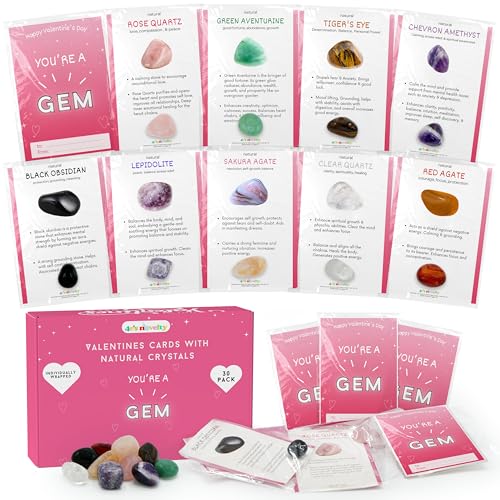 4E's Novelty Valentinstagskarten mit natürlichen Kristallen, einzeln verpackt, 30 Stück, Edelsteinsteine, Mineralien, Großpackung, Valentinstagsgeschenk für Jungen, Mädchen, Klassenzimmer, 4E's Novelty Valentinstagskarten mit natürlichen Kristallen, einzeln verpackt, 30 Stück, Edelsteinsteine, Mineralien, Großpackung, Valentinstagsgeschenk für Jungen, Mädchen, Klassenzimmer, von 4E's Novelty