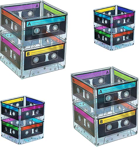Kassettenband-Eimer, Mittelstück (8 Stück), Partyzubehör, 90er-/80er-Jahre-Motto-Party, Dekoration, Kassettenband, Tischdekoration, Retro-Hip-Hop-Musik-Party für Erwachsene und Kinder, 8 Stück von 4E's Novelty