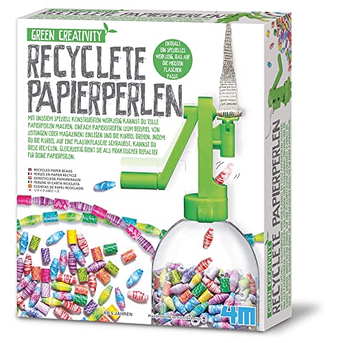 4M Green Creativity Recycled Paper Beads - Bastelset für Kinder - DIY Schmuckset mit recyceltem Papier - Umweltfreundliches Kreativset - Ab 5 Jahren von 4M