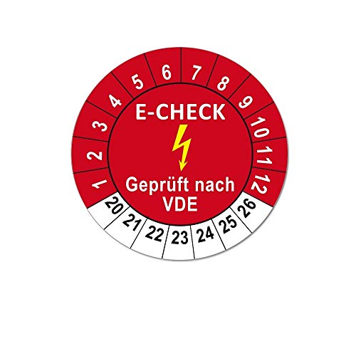 Elektro Aufkleber Hinweise Folienaufkleber auf Rolle (250, Elektro-Check 20mm rot) von 4WAY Verlag