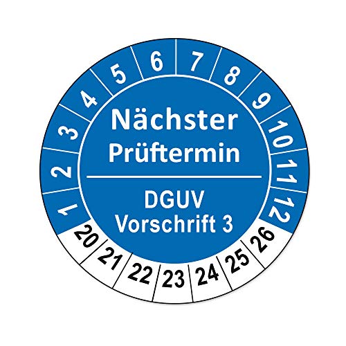 Prüfplaketten DGUV Vorschrift 3 und 4 Folienaufkleber auf Rolle (DGUV Vorschrift 3, Blau, 1000) von 4WAY Verlag