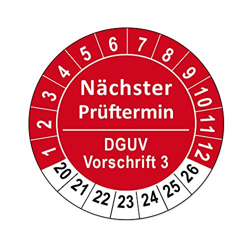 Prüfplaketten DGUV Vorschrift 3 und 4 Folienaufkleber auf Rolle (DGUV Vorschrift 3, Rot, 1000) von 4WAY Verlag