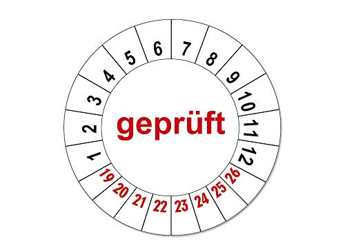 Prüfplaketten GEPRÜFT, Ø 25 mm Gültig bis 2026, Folienaufkleber auf Rolle Prüfplaketten GEPRÜFT, Ø 25 mm Gültig bis 2026, Folienaufkleber auf Rolle von 4WAY Verlag