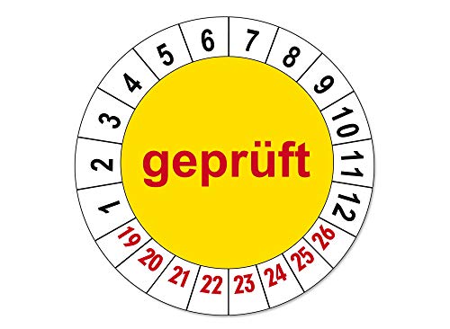 Prüfplaketten GEPRÜFT Ø 25mm Folienaufkleber auf Rolle gelb Prüfplaketten GEPRÜFT Ø 25mm Folienaufkleber auf Rolle gelb von 4WAY Verlag