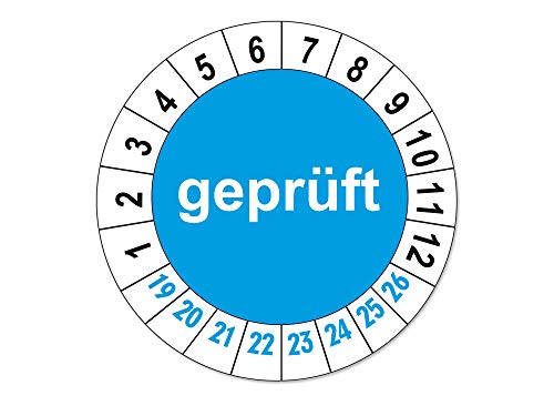 Prüfplaketten GEPRÜFT Ø 25mm Folienaufkleber auf Rolle von 4WAY Verlag