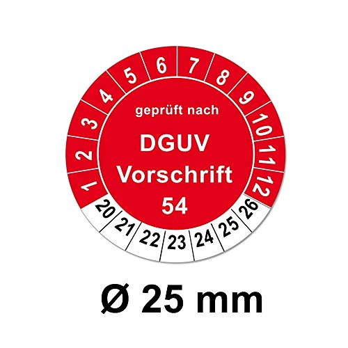 Prüfplaketten nach Vorschrift, Folien-Aufkleber rund auf Rolle verpackt (Ø 25mm, DGUV Vorschrift 54 (rot), 500) von 4WAY Verlag