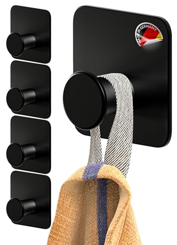 4smile Handtuchhalter ohne Bohren - 5 Stück Handtuchhaken Bad, schwarze Klebehaken modern, stilvoll - Haken selbstklebend extra-stark mit 3M-Klebe-Pads, Wandhaken 4smile Handtuchhalter ohne Bohren - 5 Stück Handtuchhaken Bad, schwarze Klebehaken modern, stilvoll - Haken selbstklebend extra-stark mit 3M-Klebe-Pads, Wandhaken von 4smile