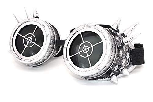 4sold (TM Steampunk Antique Copper Cyber Goggles Led Rave Goth Vintage Victorian UV400 Sunglasses ensses and stickers (Grey Studs Cross) von 4sold