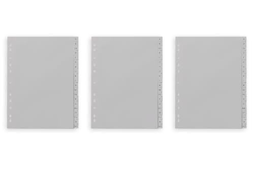 5-Star Buchstabenregister "A-Z" DIN A4, volle Höhe, grau (3 Stück) von 5 STAR