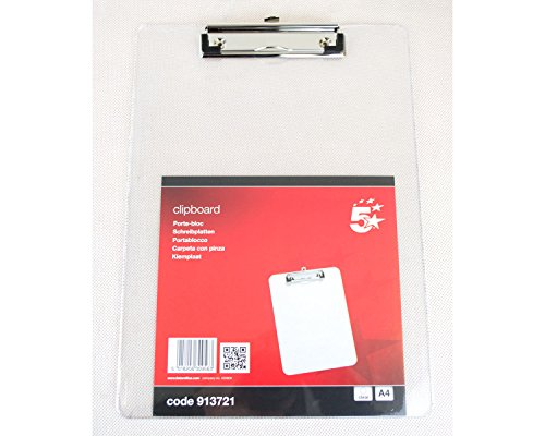5 Star Klemmbrett Plastik robust abgerundete Ecken A4 durchsichtig 5 Star Klemmbrett Plastik robust abgerundete Ecken A4 durchsichtig von 5 STAR