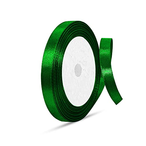 Band zum Verpacken von Geschenken, doppelseitiges Satinband zum Basteln von Kuchenband, Haarschleifenband, Weihnachtsdekoration, Valentinstag, Hochzeit, Party, Autoband (10mm, Grün) von 5RIDGE