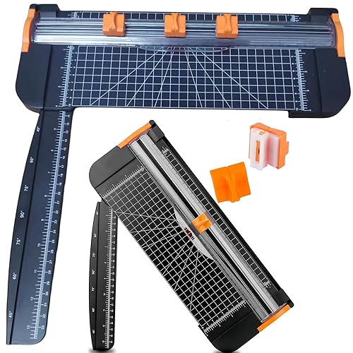 A4 Papierschneider, Tragbarer Scrapbooking Paper Cutter für Karton Laminiergerät, Papierklinge mit 3 Ersatzklingen mit Seitlichem Schutzlineal für Bastelpapier, Coupons, Etiketten und Karton von 5iktery