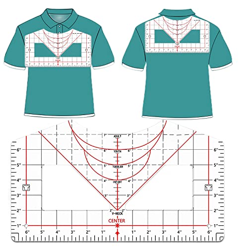 T-Shirt Lineal Leitfaden für Shirt, Shirt Lineal zum Zentrieren des Design, T Shirt Messwerkzeug mit Heizband für Transferpresse, Sublimation, Wärmeübertragung Acryllineal für alle Größen von 5iktery
