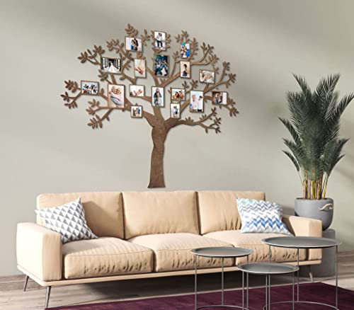 68travel Stammbaum aus Holz mit Bilderrahmen und Zubehör, 17 Bilderrahmen (160 x 150 cm, 160 x 150 cm) – Wanddekoration aus Holz – für Schlafzimmer, Wohnzimmer, Arbeitszimmer von 68travel