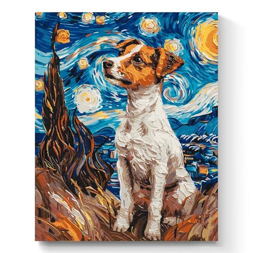 7 Artists Malen nach Zahlen Erwachsene mit Rahmen An Adorable Jack Russell Set 40x50 cm - Leinwand mit Pinseln, Acrylfarben für Malen Erwachsene 7 Artists Malen nach Zahlen Erwachsene mit Rahmen An Adorable Jack Russell Set 40x50 cm - Leinwand mit Pinseln, Acrylfarben für Malen Erwachsene von 7 Artists