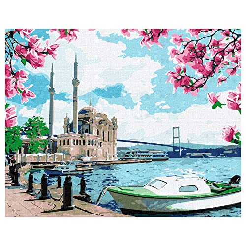7 Artists Malen nach Zahlen Erwachsene mit Rahmen Bright Istanbul Set 40x50 cm - Leinwand mit Pinseln, Acrylfarben für Malen Erwachsene von 7 Artists