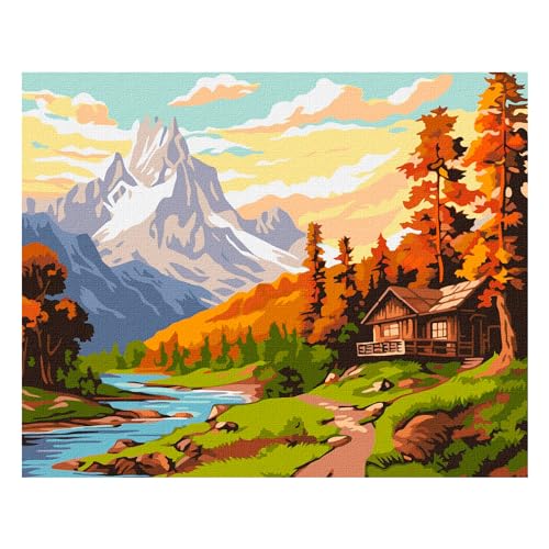7 Artists Malen nach Zahlen Erwachsene mit Rahmen Cottage in the the Mountains Set 40x50 cm - Leinwand mit Pinseln, Acrylfarben für Malen Erwachsene 7 Artists Malen nach Zahlen Erwachsene mit Rahmen Cottage in the the Mountains Set 40x50 cm - Leinwand mit Pinseln, Acrylfarben für Malen Erwachsene von 7 Artists