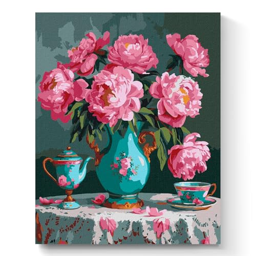7 Artists Malen nach Zahlen Erwachsene mit Rahmen Delicate Colours Set 40x50 cm - Leinwand mit Pinseln, Acrylfarben für Malen Erwachsene von 7 Artists