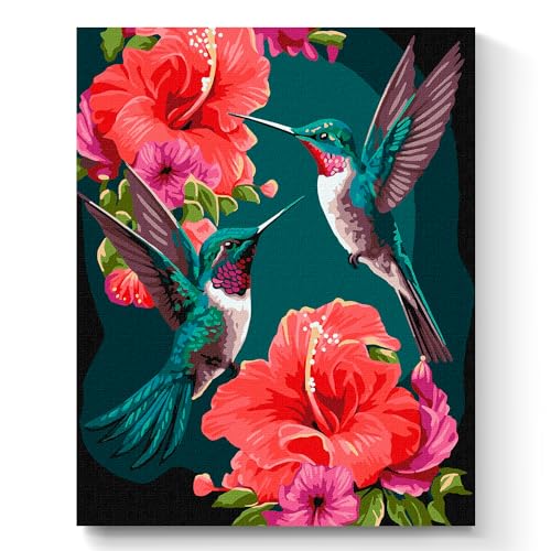 7 Artists Malen nach Zahlen Erwachsene mit Rahmen Emerald Hummingbirds Set 40x50 cm - Leinwand mit Pinseln, Acrylfarben für Malen Erwachsene 7 Artists Malen nach Zahlen Erwachsene mit Rahmen Emerald Hummingbirds Set 40x50 cm - Leinwand mit Pinseln, Acrylfarben für Malen Erwachsene von 7 Artists