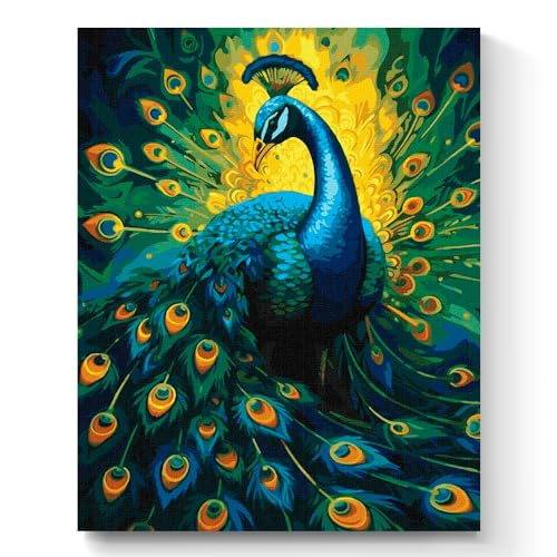 7 Artists Malen nach Zahlen Erwachsene mit Rahmen Sophisticated Peacock Set 40x50 cm - Leinwand mit Pinseln, Acrylfarben für Malen Erwachsene 7 Artists Malen nach Zahlen Erwachsene mit Rahmen Sophisticated Peacock Set 40x50 cm - Leinwand mit Pinseln, Acrylfarben für Malen Erwachsene von 7 Artists