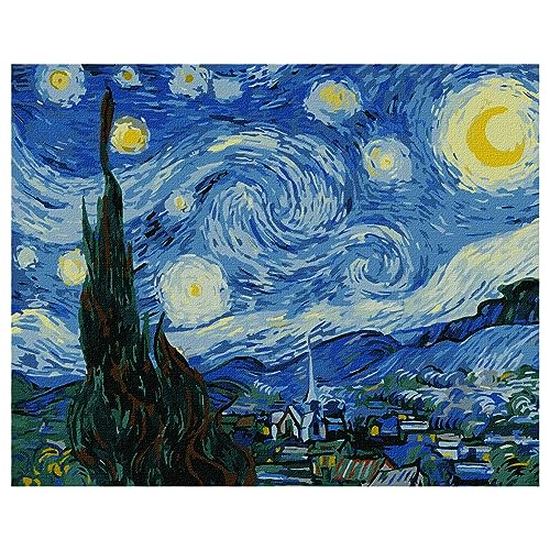 7 Artists Malen nach Zahlen Erwachsene mit Rahmen Vincent van Gogh Starry Night 40x50 cm - Leinwand mit Pinseln, Acrylfarben für Malen Erwachsene von 7 Artists