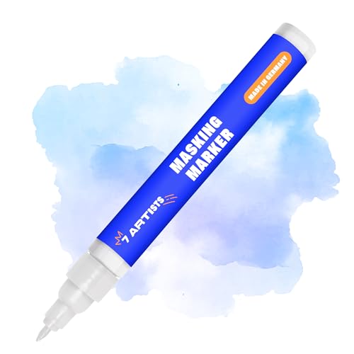 7 Artists Masking Marker 1-2 mm – Fineline Maskierflüssigkeit für Aquarell | Maskierstift für Watercolour | Masking Pen mit Rubbelkrepp | Aquarell Zubehör mit Masking Liquid | Masking Fluid Pen von 7 Artists