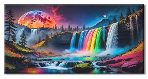 77iiAii Diamond Painting Erwachsene Landschaft Groß 40x70cm, 5D Diamant Painting Bilder Bunter Wasserfall, Diamond-Painting Bastelset Erwachsene Diamond Art Geeignet Als Geschenk und Wanddeko von 77iiAii