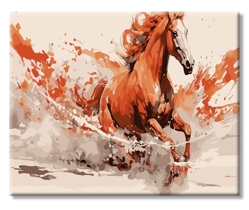 77iiAii Malen nach Zahlen Erwachsene Tiere Pferde, Paint by Numbers Ölgemälde, Anfänger Basteln Erwachsene DIY, Mit 3 - Pinsel und Acrylfarbe Set, Als Geschenk für Wanddeko - 40x50 cm von 77iiAii