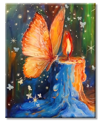 77iiAii Malen Nach Zahlen Erwachsene Schmetterling, DIY Handgemalt Ölgemälde kit für Anfänger mit 3-Pinseln und Acrylfarbe, 40x50cm Faltenfreie Leinwand für Geschenke und Wandbilder Wohnzimmer von 77iiAii