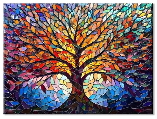 77iiAii Malen nach Zahlen Erwachsene, Paint by Numbers Baum Des Lebens, Basteln Erwachsene DIY, Mit Pinsel und Acrylfarbe Set, Als Geschenk für Wanddeko - 40x50cm von 77iiAii