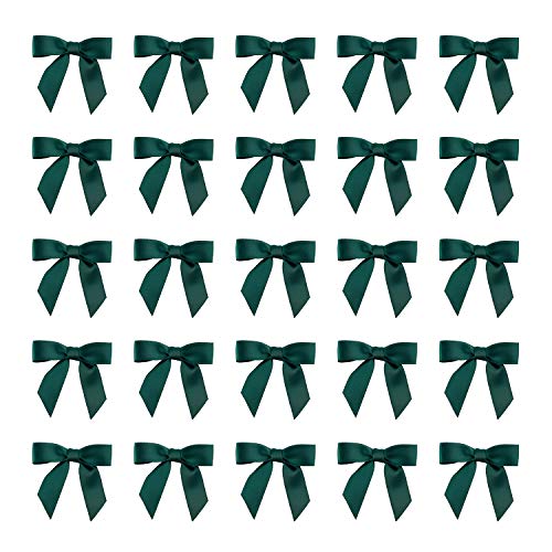 7Rainbows Boutique Mini-Schleifen aus Satin, 3,8 cm, dunkelgrün, für Bastelarbeiten, Nähen, Scrapbooking, Hochzeit und Geschenkverpackungen, 50 Stück von 7Rainbows