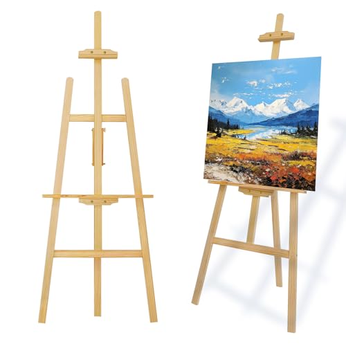Künstlerstaffelei, Holz-A-Rahmen-Staffelei,Staffelei aus Holz Groß Atelierstaffelei Verstellbare Standstaffelei Feldstaffelei Holzstaffelei Leinwand Ständer für Malerei, Skizze, Hochzeit, von 7Sevenjokers