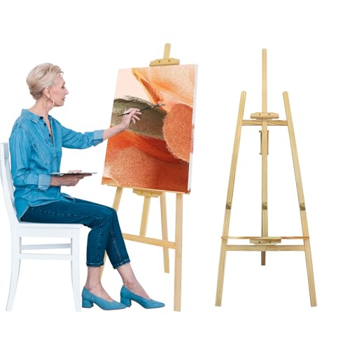 Professionelle Künstlerstaffelei aus Holz mit A-Rahmen Design,150 cm Höhenverstellbare Studio Staffelei & Tragbarer Leinwandständer für Malerei,Ausstellung,Hochzeit,Dekoration,Ideal für Künstler von 7Sevenjokers
