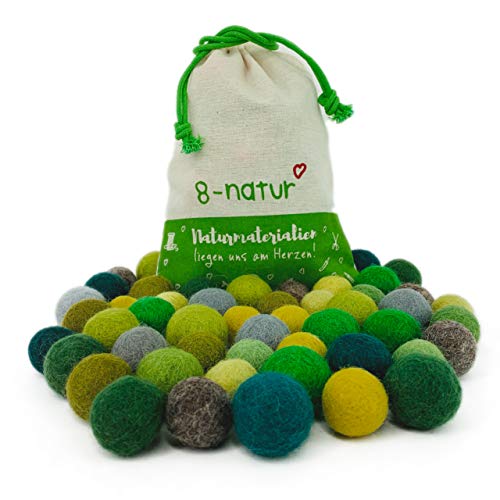 8-Natur „Mix Grün“ Bunte Mischung aus 50 Filzkugeln 2,2cm dick aus Reiner Merinowolle zum Basteln von Girlanden, Baby Mobile und Filzkugelteppich oder einfach nur zur Deko 8-Natur „Mix Grün“ Bunte Mischung aus 50 Filzkugeln 2,2cm dick aus Reiner Merinowolle zum Basteln von Girlanden, Baby Mobile und Filzkugelteppich oder einfach nur zur Deko von 8-Natur