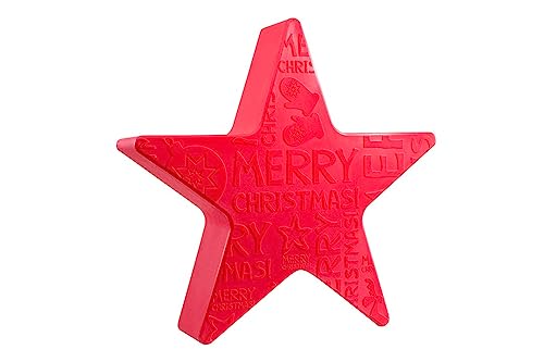 8 seasons design Shining Star "Merry Christmas" LED Weihnachtsstern Ø 60 cm (Rot), E27 Fassung inkl. Leuchtmittel in warmweiß, beleuchteter Stern mit geprägtem Weihnachts-Motiv, für außen und innen von 8 seasons