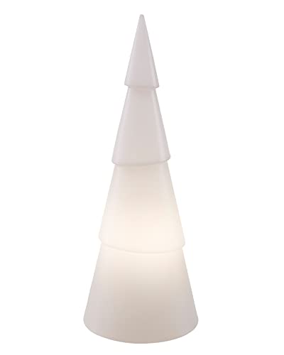 8 seasons design Shining Tree 3D LED Weihnachtsbaum rund (75 cm, weiß) E27 Fassung inkl. Leuchtmittel in warmweiß, beleuchteter Tannebaum, Weihnachts-Deko, Winter-Deko, für außen + innen von 8 seasons