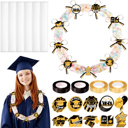 80UncleKimby 24-teiliges Set zur Herstellung von Süßigkeiten Leis in Schwarz und Gold, Klasse von 2024, Hawaiianische Congrats Grade Halsketten, Partyzubehör (Montage erforderlich, Süßigkeiten nicht 80UncleKimby 24-teiliges Set zur Herstellung von Süßigkeiten Leis in Schwarz und Gold, Klasse von 2024, Hawaiianische Congrats Grade Halsketten, Partyzubehör (Montage erforderlich, Süßigkeiten nicht von 80UncleKimby