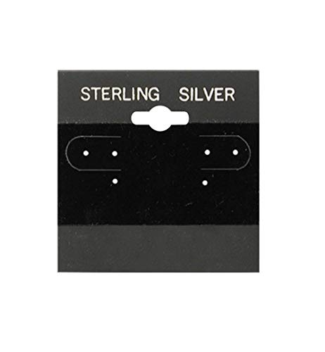 888 Display 5,1 x 5,1 cm schwarze Sterlingsilber-bedruckte Karten zum Aufhängen, Schmuck-Display, 100 Stück von 888 Display USA, Inc